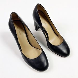 Ann Taylor Black Round Toe Leather Heel Pump
